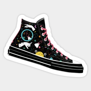 Space Converse Illustration black &amp; colour Sticker